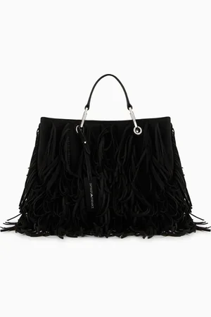 Emporio Armani MyEA mittelgroßer Shopper mit Fransen im Veloursleder-Look