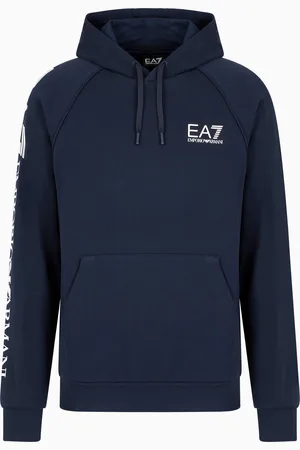 EA7 Logo Series Sweatshirt mit Kapuze aus Baumwollmischgewebe