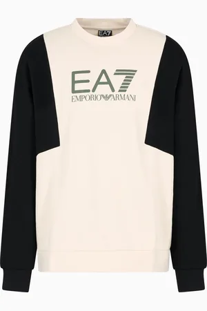 EA7 Athletic Colour Block Sweatshirt mit Rundhalsausschnitt aus Baumwollgemisch