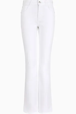 Emporio Armani Jeans J47 mit mittelhohem Bund und ausgestelltem Saum aus Stretch-Denim mit leichtem Used Look