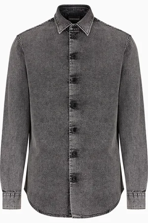 Emporio Armani Hemd aus behandeltem Denim