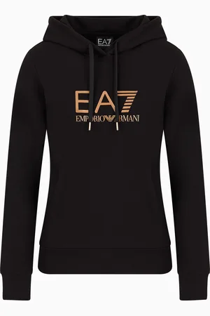 EA7 Shiny Sweatshirt mit Kapuze aus Baumwollstretch
