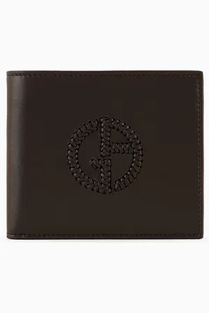 Giorgio Armani Bifold-Portemonnaie aus Nappaleder mit Logo-Stickerei