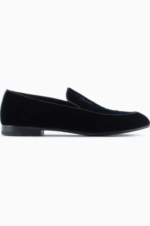 Giorgio Armani Mokassins Icon aus Samt mit Logo-Stickerei