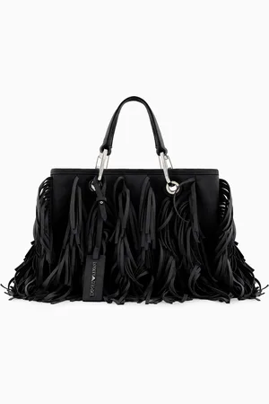 Emporio Armani MyEA kleiner Shopper mit Fransen im Veloursleder-Look