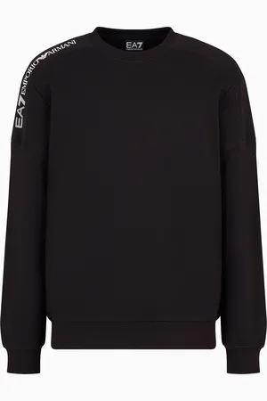 EA7 Logo Series Sweatshirt mit Rundhalsausschnitt aus Baumwolle
