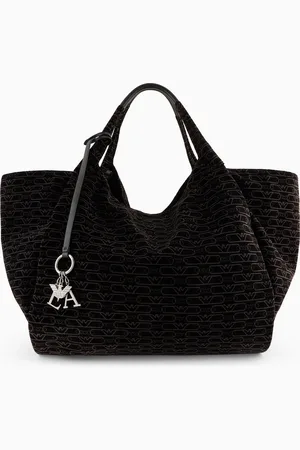 Emporio Armani Maxi-Shopper aus Samt mit Allover-Monogramm