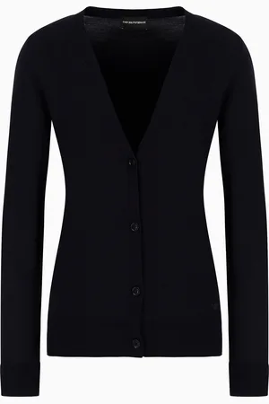 Emporio Armani Cardigan aus reiner schurwolle in glattstrick