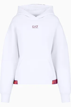 EA7 Logo Series Sweatshirt mit Kapuze aus Baumwollmischgewebe