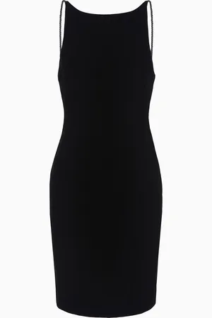 Emporio Armani Etuikleid aus Samt mit Trägern und Besatz-Details