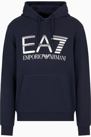 EA7 Logo Series Sweatshirt aus Baumwolle mit Kapuze