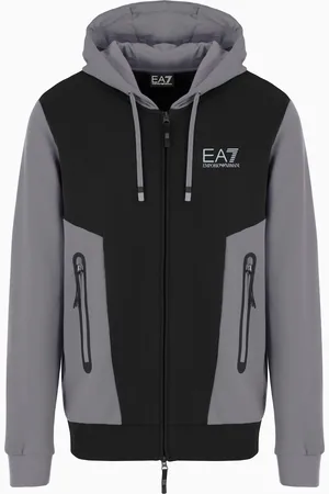 EA7 Athletic Colour Block Sweatshirt mit Kapuze aus Baumwollgemisch