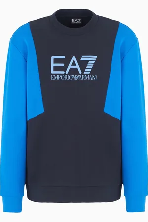 EA7 Athletic Colour Block Sweatshirt mit Rundhalsausschnitt aus Baumwollgemisch