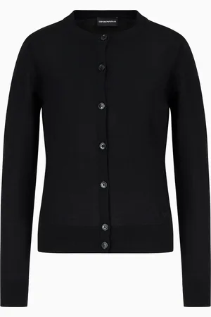 Emporio Armani Cardigan aus reiner Schurwolle in Glattstrick