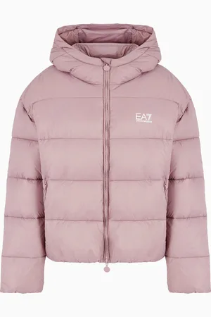 EA7 Glänzende wattierte Bomberjacke mit Kapuze