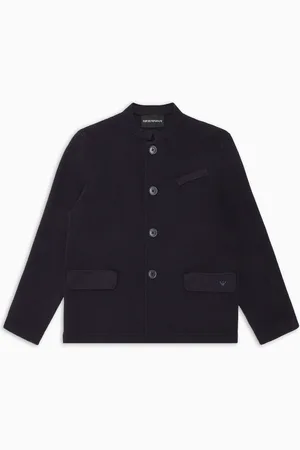 Emporio Armani Jacke aus zartem, quer geripptem Barré-Stoff mit Grandad-Kragen