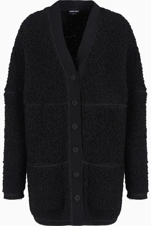 Giorgio Armani Langer Cardigan aus Woll-Jersey mit Bouclé-Effekt