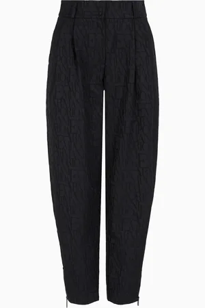 Emporio Armani Hose mit ovalem Bein aus Wollgemisch in Jacquard-Verarbeitung mit durchgehendem Schriftzug