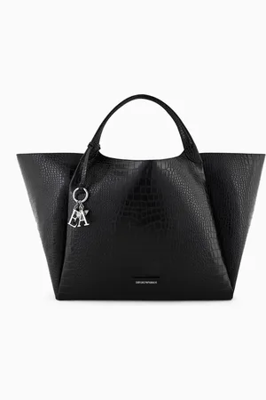 Emporio Armani Maxi-Shopper mit Kroko-Print-Finish und Logo-Anhänger