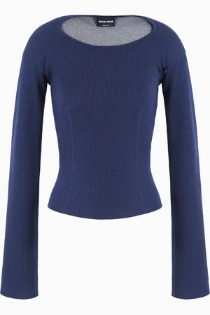 Giorgio Armani Pullover aus Wolle und Viskose in Rippenstrick