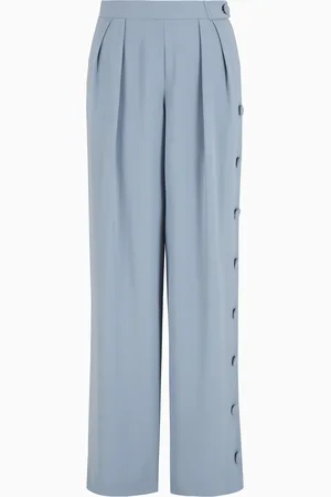 Emporio Armani Hose aus Funktions-Cady mit Bundfalten und seitlichen Knöpfen
