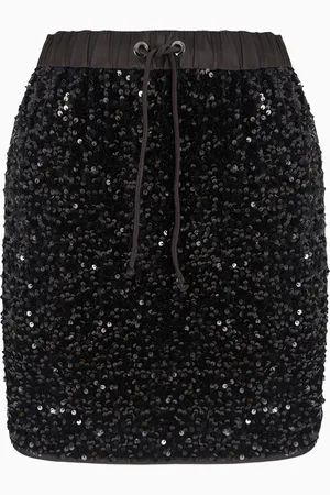 Emporio Armani Rock aus Chenille mit Tunnelzug und Allover-Pailletten