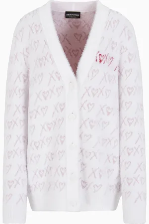 Emporio Armani Maxi-Cardigan aus Stoff in Plüsch-Optik mit Jacquardmuster