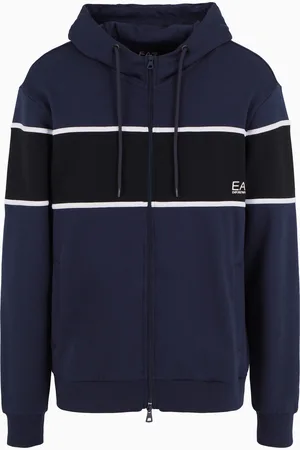 EA7 Athletic Colour Block Sweatshirt mit Kapuze aus einer Bio-Baumwoll-Mischung
