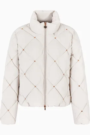 EA7 Wattierte Jacke aus gestepptem Nylon mit Nieten