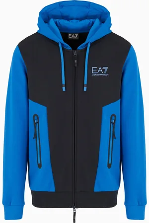 EA7 Athletic Colour Block Sweatshirt mit Kapuze aus Baumwollgemisch