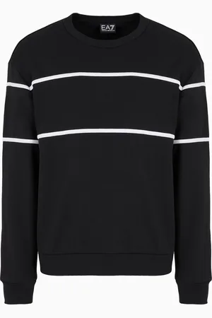 EA7 Athletic Colour Block Sweatshirt mit Rundhalsausschnitt aus einer Bio-Baumwoll-Mischung