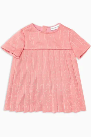 Emporio Armani Kleid mit Logo-Schriftzug in Jacquard-Verarbeitung und plissiertem Saum
