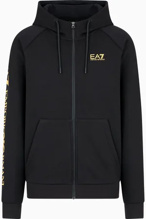 EA7 Logo Series Sweatshirt mit Kapuze aus Baumwollmischgewebe