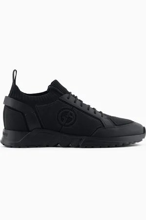 Giorgio Armani Sneaker aus Strickgewebe und Leder