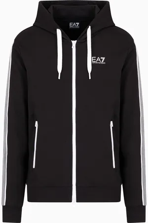 EA7 7 Lines Sweatshirt mit Kapuze aus recycelter Baumwollmischung