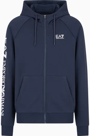 EA7 Logo Series Sweatshirt mit Kapuze aus Baumwollmischgewebe