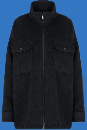 Emporio Armani Blouson mit durchgehendem Reißverschluss aus der Black Blue ASV-Sonderkollektion, gefertigt aus Schurwolle und Mohair