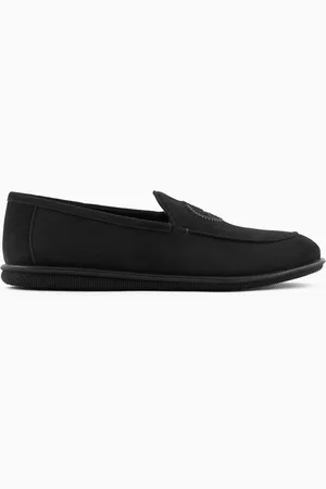 Giorgio Armani Mokassins aus Veloursleder mit Logo-Stickerei