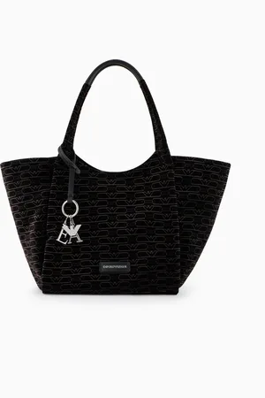 Emporio Armani Shopper aus Samt im Monogramm-Design
