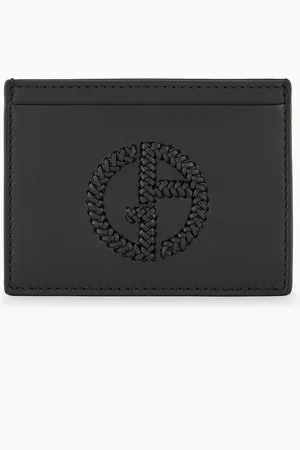 Giorgio Armani Kartenetui aus Nappaleder mit Logo-Stickerei