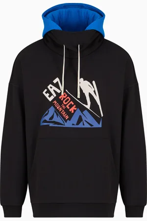 EA7 Graphic Series Sweatshirt mit Kapuze aus Baumwollmischung mit Print