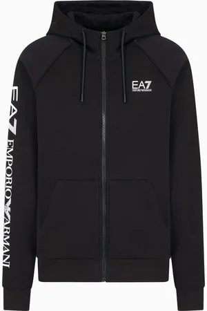 EA7 Logo Series Sweatshirt mit Kapuze aus Baumwollmischgewebe