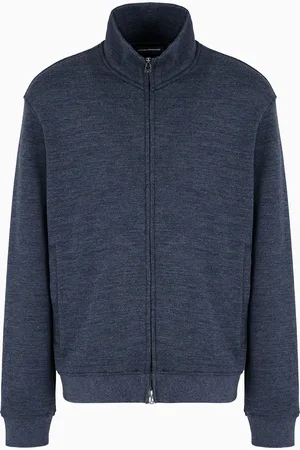 Emporio Armani Travel Essential Cardigan aus Schurwollmischung und Jersey mit durchgehendem Reißverschluss