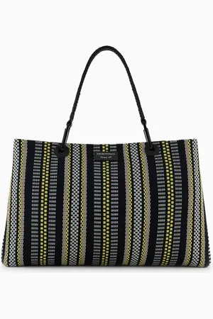 Emporio Armani Großer Shopper MyEA aus geflochtenen Panama-Strohfasern