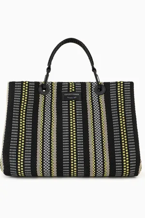 Emporio Armani Mittelgroßer Shopper MyEA aus geflochtenen Panama-Strohfasern