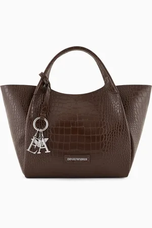 Emporio Armani Shopper mit Kroko-Print-Finish und Logo-Anhänger