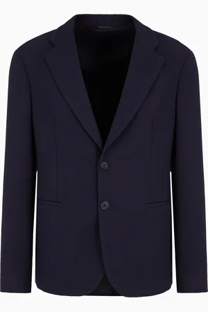 Giorgio Armani Einreihiges Sakko aus elastischer Jacquard-Wollmischung mit Zickzack-Muster