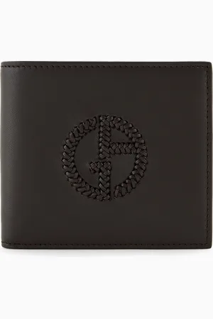 Giorgio Armani Bifold-Portemonnaie mit Münzfach aus Leder mit aufgesticktem Logo