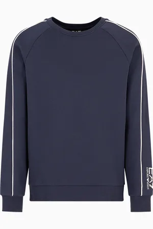 EA7 Logo Series Sweatshirt mit Rundhalsausschnitt aus Baumwolle