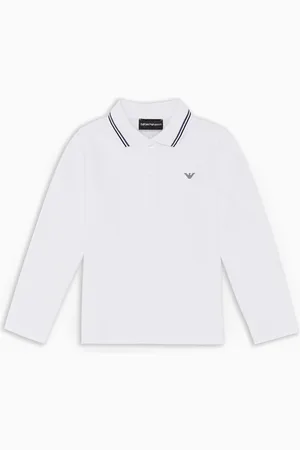 Emporio Armani Poloshirt mit langen Ärmeln aus Pikee mit Stretchanteil und profiliertem Kragen